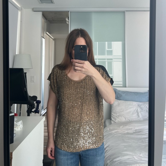 Club Monaco Sequin Silk Top - Picture 6 of 7